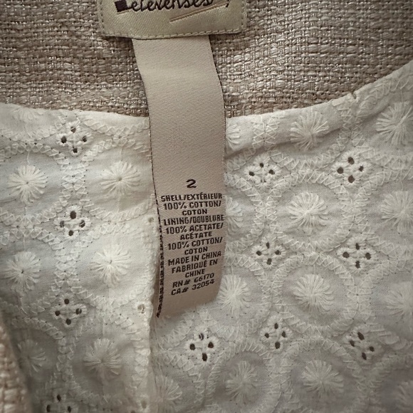 ANTHROPOLOGIE ELEVENSES Beige Shimmery Sparkley Scalloped Cropped Jacket Sz 2 - Picture 4 of 4